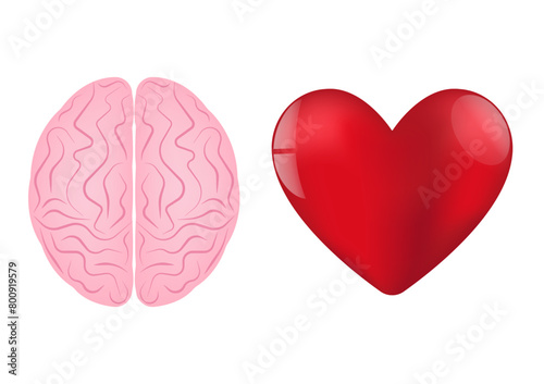 Brain and Heart Concept. Vector Illustration. 