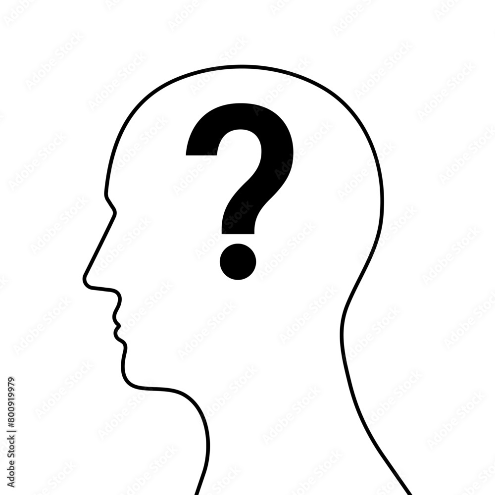 Human Head with Question Mark. Vector Illustration. Human Head with Question Mark. Vector Illustration.