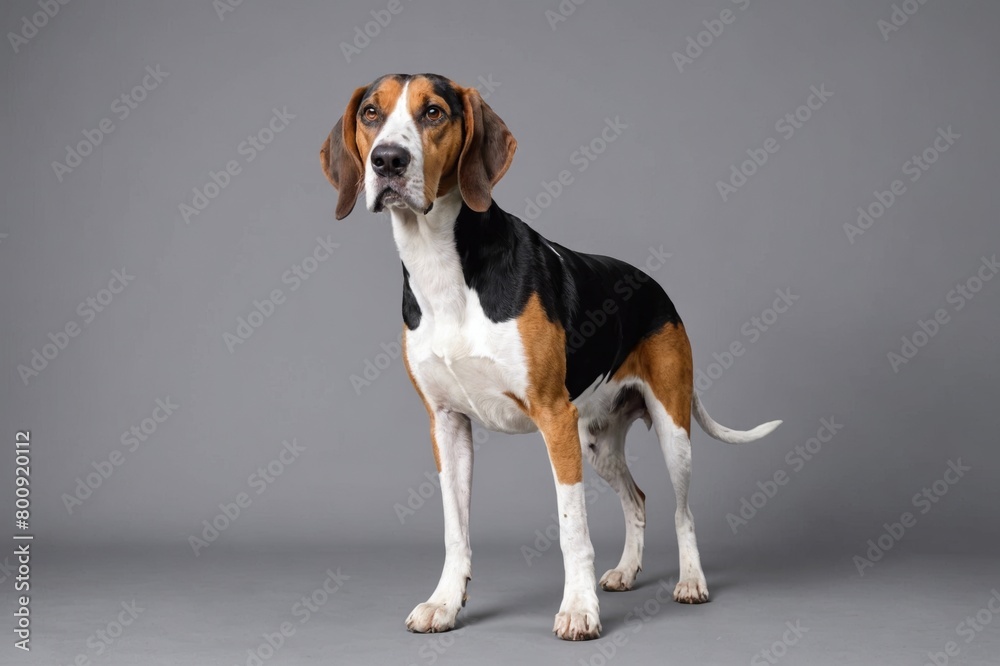 Treeing Walker Coonhound dog, copy space. Studio shot. Treeing Walker Coonhound dog, copy space. Studio shot.