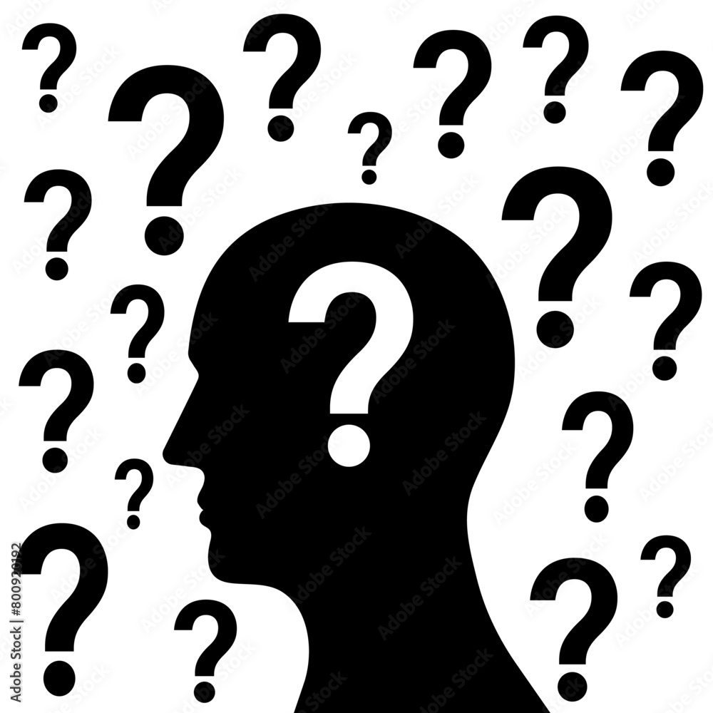 Human Head with Question Mark. Vector Illustration. Human Head with Question Mark. Vector Illustration.