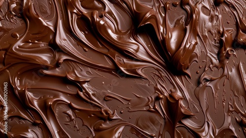 Chocolate background. Melted chocolate surface. World Chocolate Day concept. Sweet chocolates perfect for valentines day background.