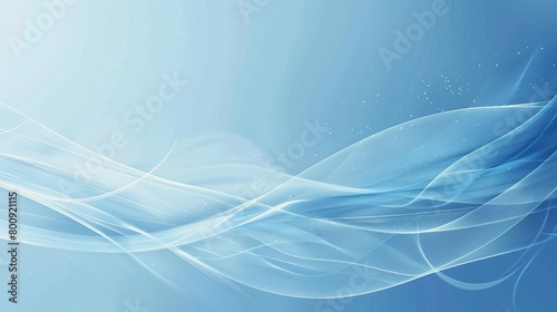 Blue Wave Light: Abstract Vector Illustration of Smooth Energy Flow and Motion in a Fractal Pattern Background