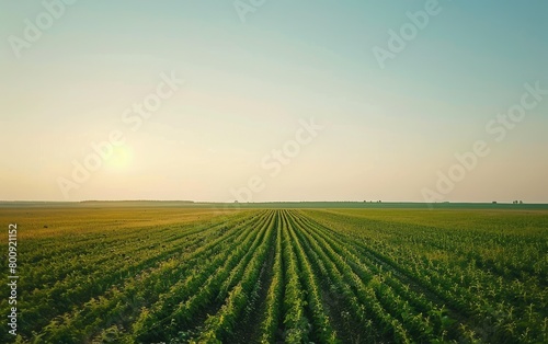 Expansive Soybean Fields Beneath a Pristine Sky  Endless Soybean Farming Beneath a Blue Canopy