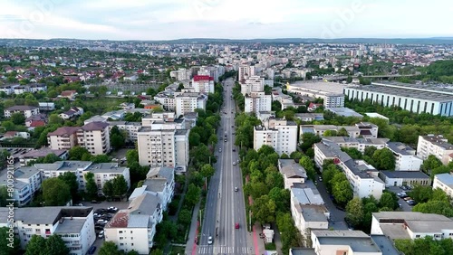 Drone aerial view of Iasi city from Romania above Soseaua Nicolina street photo