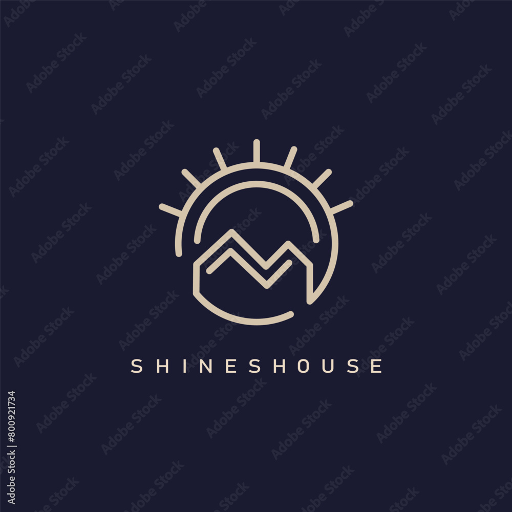 Naklejka premium sun and house icon vector illustration concept design template
