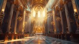 A grandiose cathedral bathed in soft morning light, its ornate architecture a testament to the sacred bond shared between two souls embarking on a journey of eternal love.