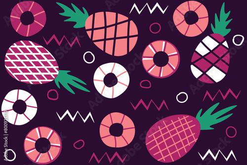 Pineapple abstract seamless pattern. Fresh fruit wall art background vector. Tropical fruit pattern of pineapple. Spring and summer season design for home decor, interior, wallpaper, fabric.