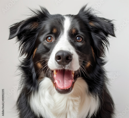 Close up portrait of happy dog  isolated on white background © Glebstock