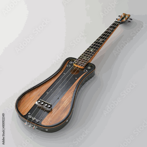 Electric guitar on a gray background. 3d render of electric guitar