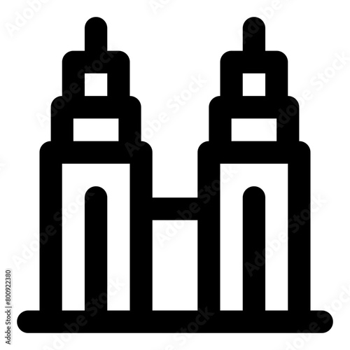 twin tower malaysia building line icon