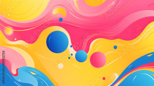 Digital retro cartoon bubbly juicy swirls geometric pattern graphics poster background