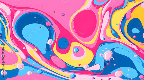 Digital retro cartoon bubbly juicy swirls geometric pattern graphics poster background