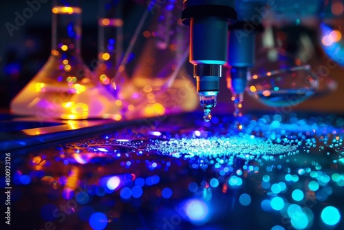 Laboratory Microscope Illuminating Specimens with Glowing Lights 