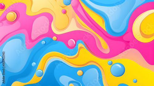 Digital retro cartoon bubbly juicy swirls geometric pattern graphics poster background © yonshan