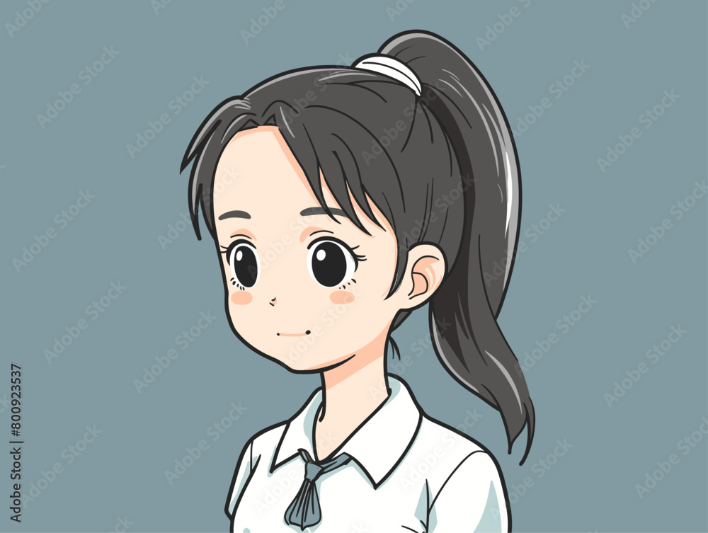 waiter background, High ponytail with a scrunchie., very simple and isolate in the style of animated illustrations, waiter background waiter background, High ponytail with a scrunchie., very simple and isolate in the style of animated illustrations, waiter background