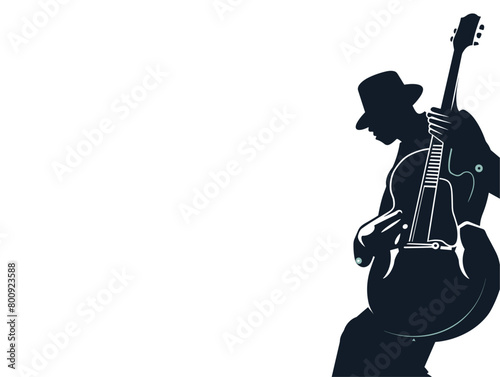 waiter background, Playing Guitar - A person strumming a guitar., very simple and isolate in the style of animated illustrations, waiter background