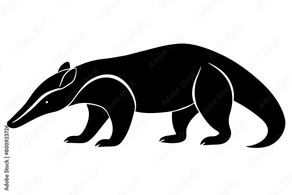 Anteater silhouette vector illustration isolated on white background.
Anteater silhouette vector illustration isolated on white background.