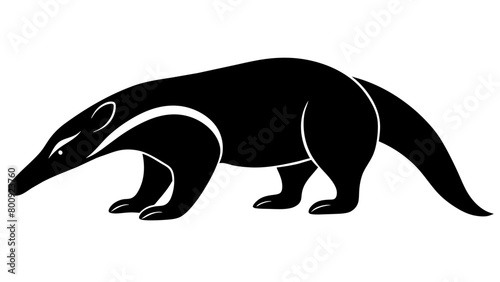 Anteater silhouette vector illustration isolated on white background. 