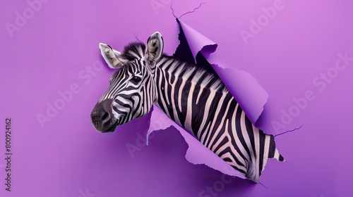 Playful Zebra  Photorealistic Scene with Minimalist Background