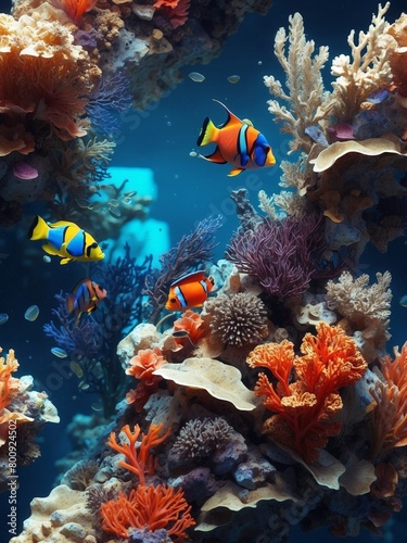 The underwater world of the ocean on the theme of World Oceans Day generate ai