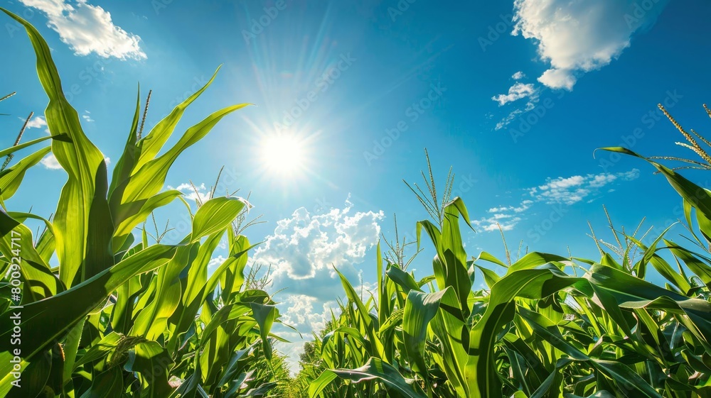 Corn field and sky with beautiful clouds, Generative AI, Corn field and sky with beautiful clouds, Generative AI,