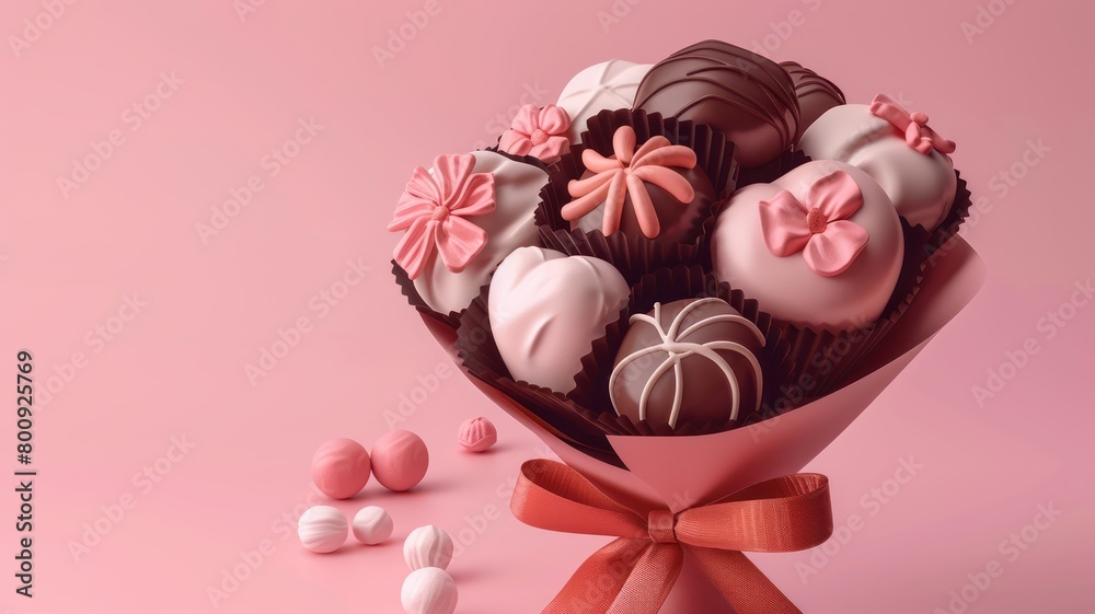 World Chocolate Day concept. Sweet chocolates perfect for valentines day background.
World Chocolate Day concept. Sweet chocolates perfect for valentines day background.