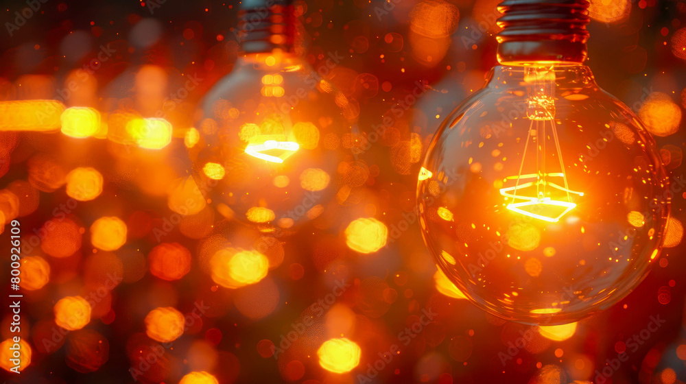 Incandescent light bulb on dark background with bokeh effect Incandescent light bulb on dark background with bokeh effect