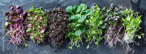 Fresh microgreens on a plate, healthy eating concept, Generative AI,