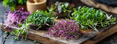 Fresh microgreens on a plate, healthy eating concept, Generative AI,