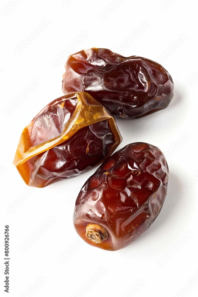 Dried dates fruits isolated on white background, Generative AI,