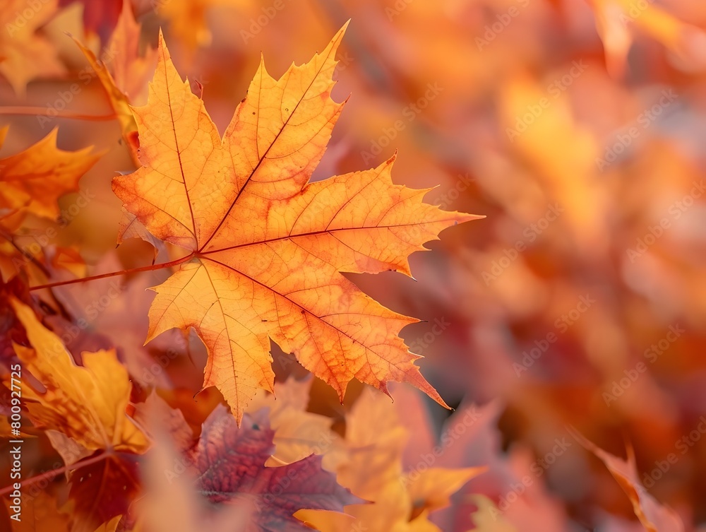 Vibrant Autumn Maple Leaf Closeup in Vivid Orange Hues