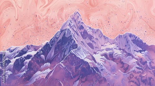 Purple night mountains illustration poster background