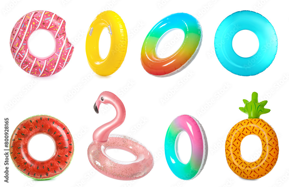 Obraz premium Set of inflatable rings on white background