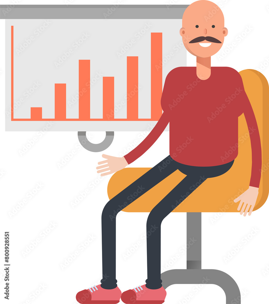 Bald Man Character Presenting Bar Chart
Bald Man Character Presenting Bar Chart