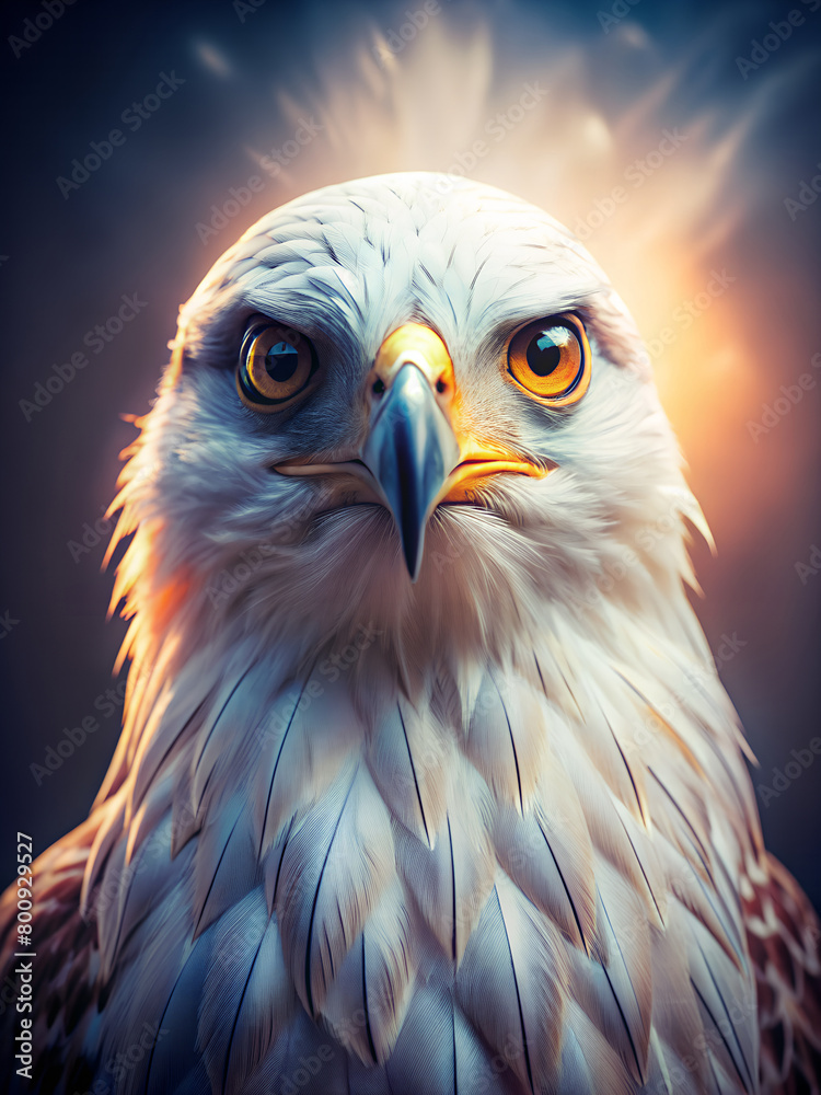 A majestic eagle stares straight ahead with a focused expression. The background is a gradient of blue and black. AI Generative A majestic eagle stares straight ahead with a focused expression. The background is a gradient of blue and black. AI Generative