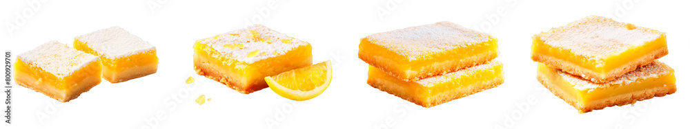 Collection of Lemon Bars Cookies isolated on transparent png background. Generative ai Collection of Lemon Bars Cookies isolated on transparent png background. Generative ai