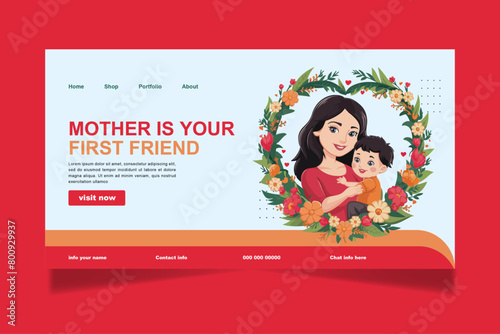 mother's day social media banner vector template. mother's day post web banner layout cover unique poster design media post 