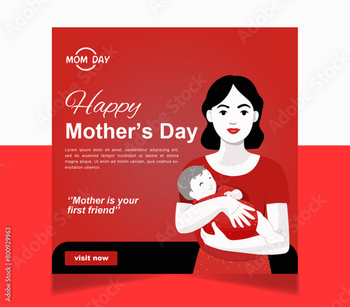 mother's day social media post vector template. mother's day post banner layout cover unique poster design media post 