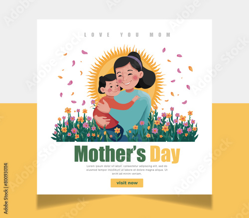 mother's day social media post vector template. mother's day post banner layout cover unique poster design media post 