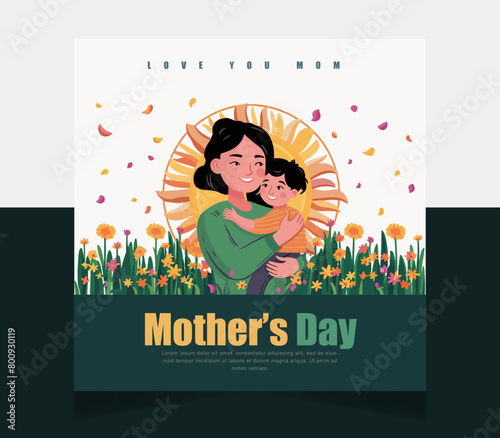 mother's day social media post vector template. mother's day post banner layout cover unique poster design media post 
