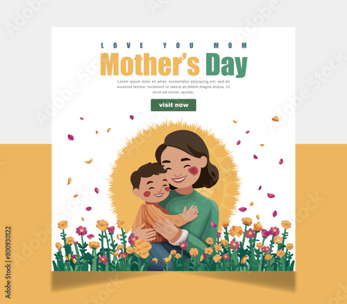 mother's day social media post vector template. mother's day post banner layout cover unique poster design media post 