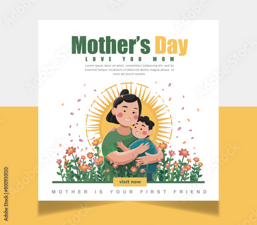 mother's day social media post vector template. mother's day post banner layout cover unique poster design media post 