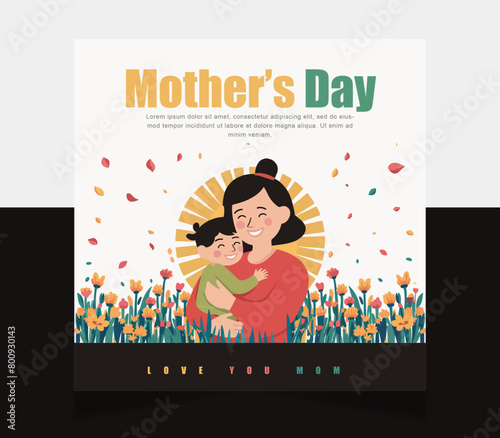 mother's day social media post vector template. mother's day post banner layout cover unique poster design media post 