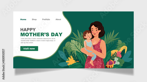mother's day social media banner vector template. mother's day post web banner layout cover unique poster design media post 