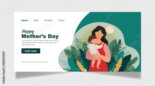 mother's day social media banner vector template. mother's day post web banner layout cover unique poster design media post 