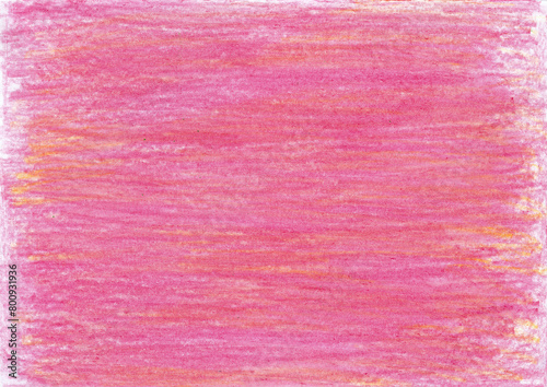 Abstract pink background. Filled with texture drawn with colored pencils. Horizontal strokes. Different shades and blurs. A white background can be seen in the heavens. Gentle, soft texture.