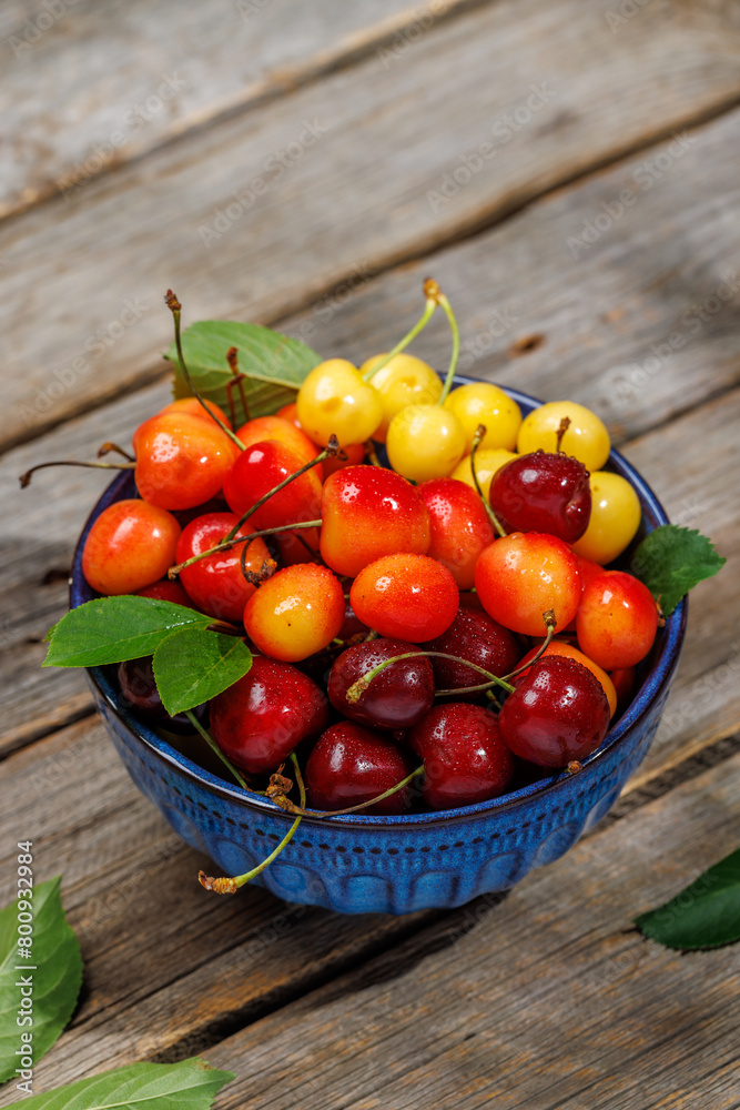 A vibrant and colorful cherry, bursting with sweet juiciness A vibrant and colorful cherry, bursting with sweet juiciness