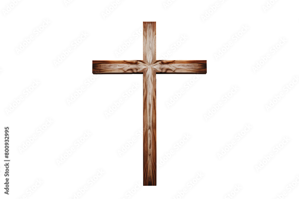 a wooden cross on a white background