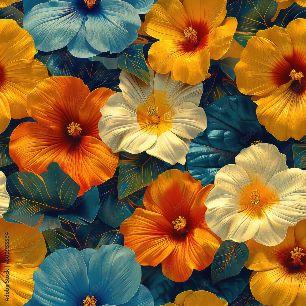 Seamless Pattern of colorful flowers