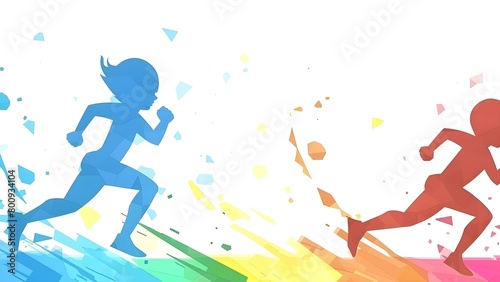 Abstract polygonal design of running athlete for sports cover with Olympic theme . Concept Sports Illustration  Polygonal Design  Running Athlete  Olympic Theme  Magazine Cover